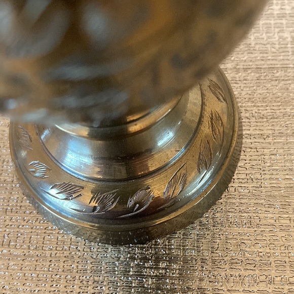 Solid Brass Etched Vintage Bud Vase Made in India - Picture 5 of 6